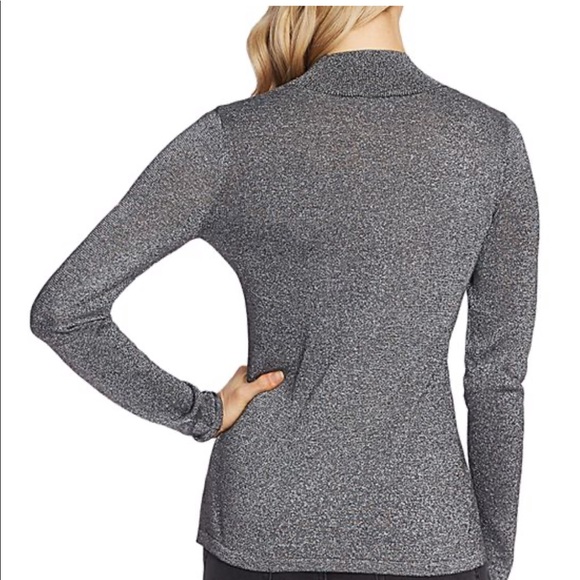 VINCE CAMUTO SILVER METALLIC MOCK NECK TOP - Picture 3 of 8